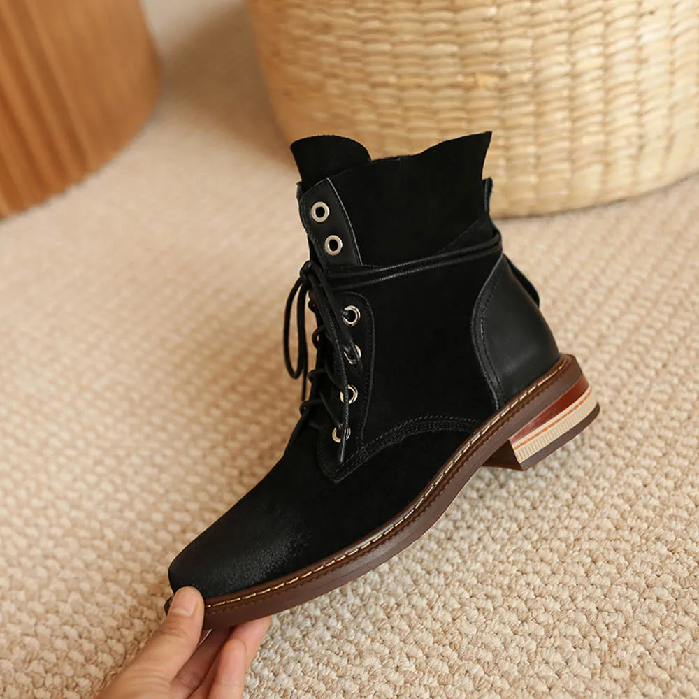 

APHNUS Womens Boots Short Ankle Booties Flats Low Mid Heels Pumps Woman 2020 Shoes For Women New Boot