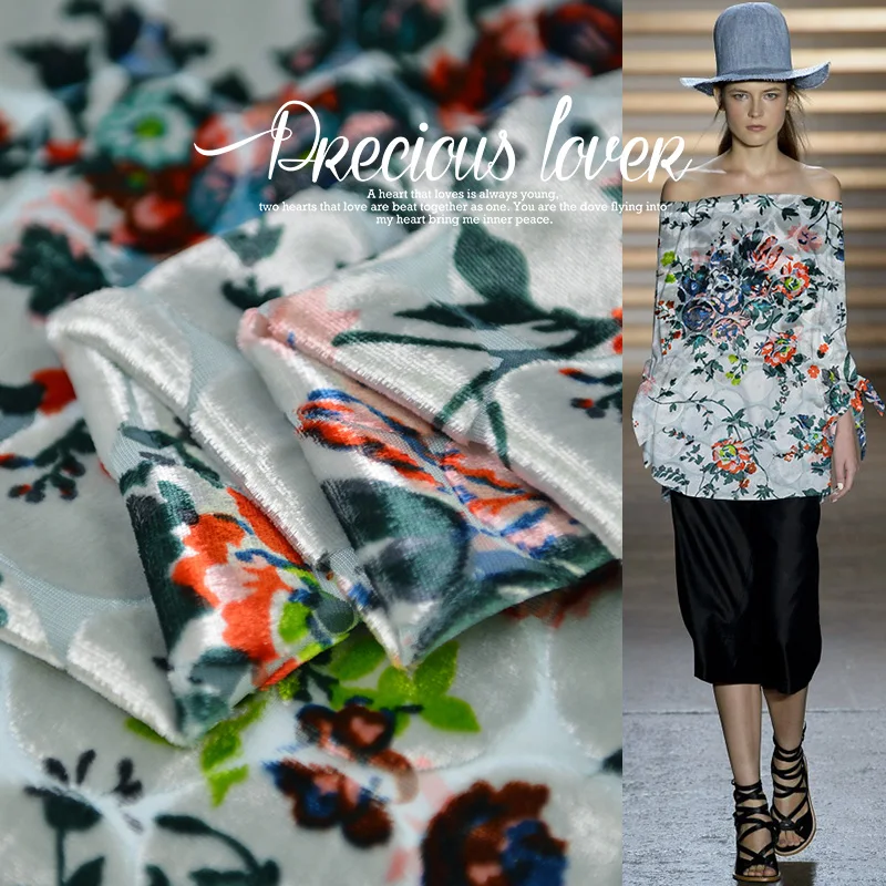19 Autumn New 114cm Wide 54momme 100%silk Fabric for Diy Sewing Dress Burnout Velvet Fashion Sexy Cloth Sale Hot Free Shipping | Дом и сад