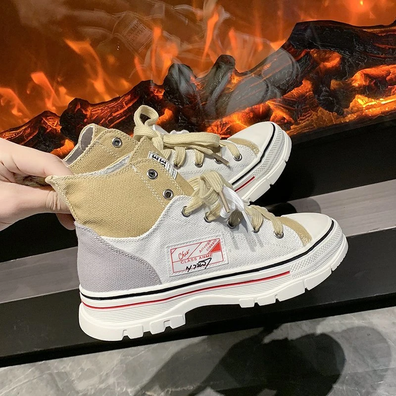 Кеды женские высокие холщовые кроссовки на массивной платформе дизайнерские