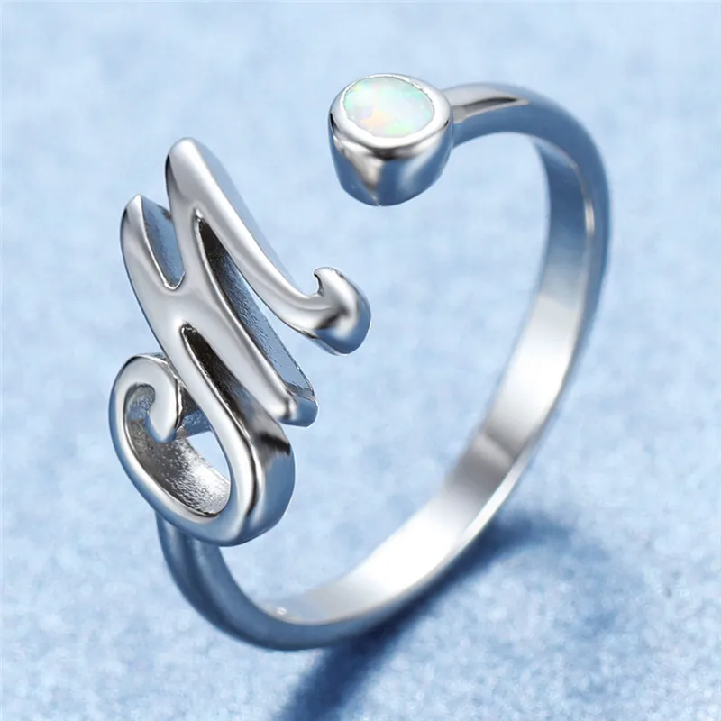 Женское Обручальное кольцо в стиле бохо с буквой M открытое регулируемое