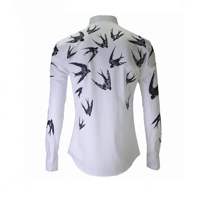Новинка роскошная рубашка с принтом Мужской Топ осенне-зимние облегающие