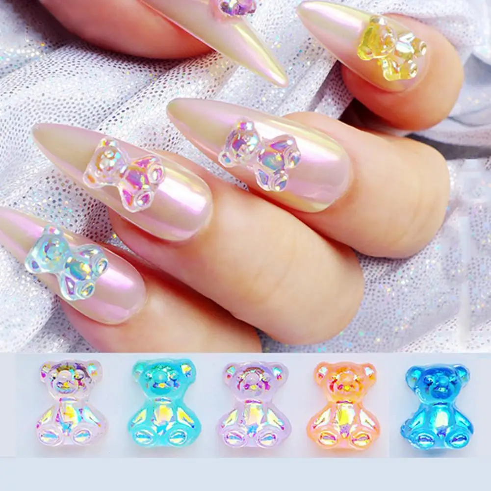 

Продажа по низкой цене! Женский Блестящий рисунок медведя, резиновая наклейка с блестками для дизайна ногтей «сделай сам», дизайн ногтей
