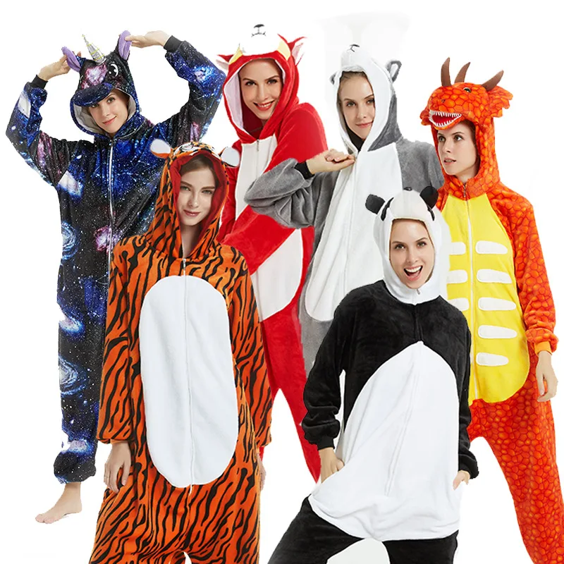 Пижама с единорогом комбинезон для женщин и мужчин зимняя фланелевая одежда сна