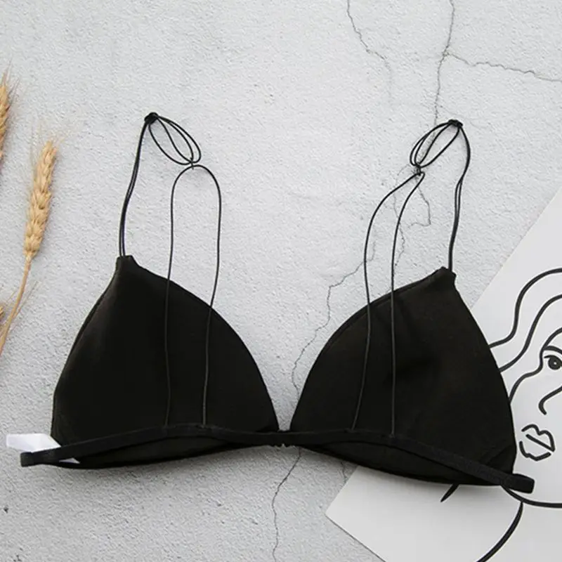 

Women French Sexy Triangle Cup Bralette V-Neck Wirefree Padded Bra Underwear Front Closure Super Slim Strap Beauty Back Lingerie