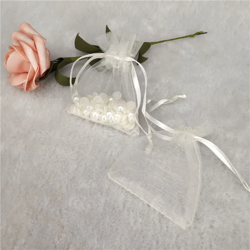 beige 50 шт. сумки из органзы, подарочные сумки, упаковка для ювелирных изделий, свадебные украшения, вечерние пакеты для упаковки 7x9 9x12 10x15 13x18cm 5 - Цвет: beige