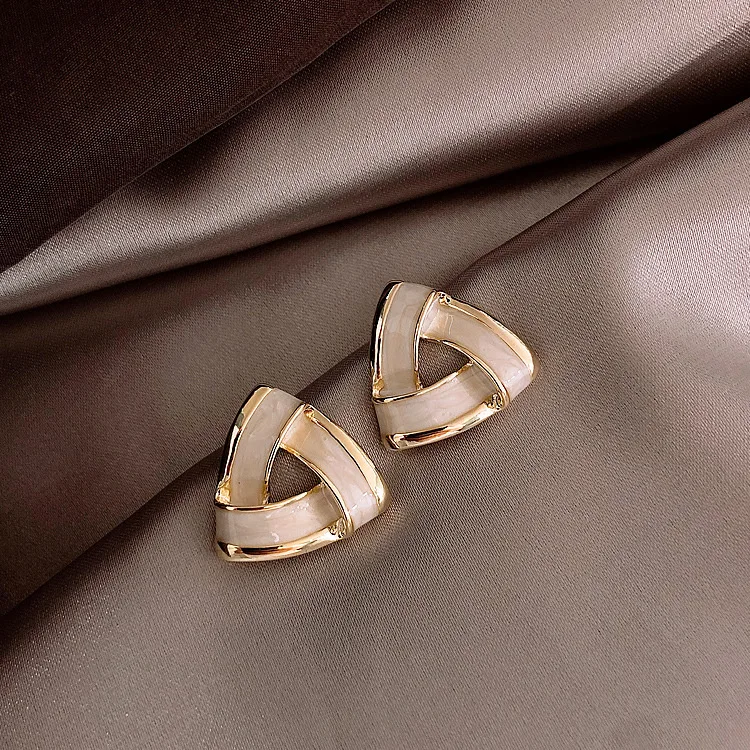 

925 Silver Needle Simple Triangle Oil Dropping Earrings