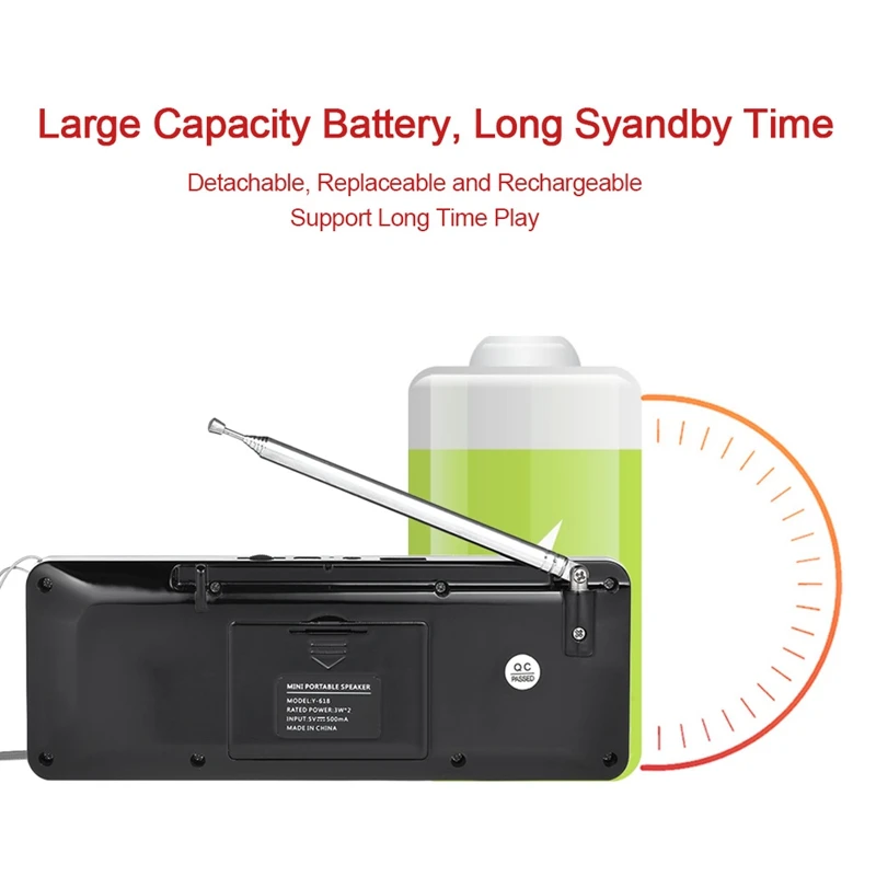 Y 618 мини Fm радио цифровой Портативный двойной 3W старио Динамик Mp3 аудио плеер