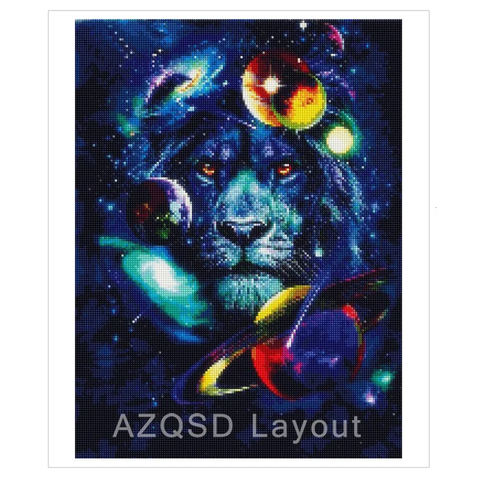 Azqsd DIY 5D Бриллиантовая мозаичная фигурка животного Лев крестиком изделия с вышивкой для домашнего декора Стразы Алмазная вышивка с котом планета волк подарок