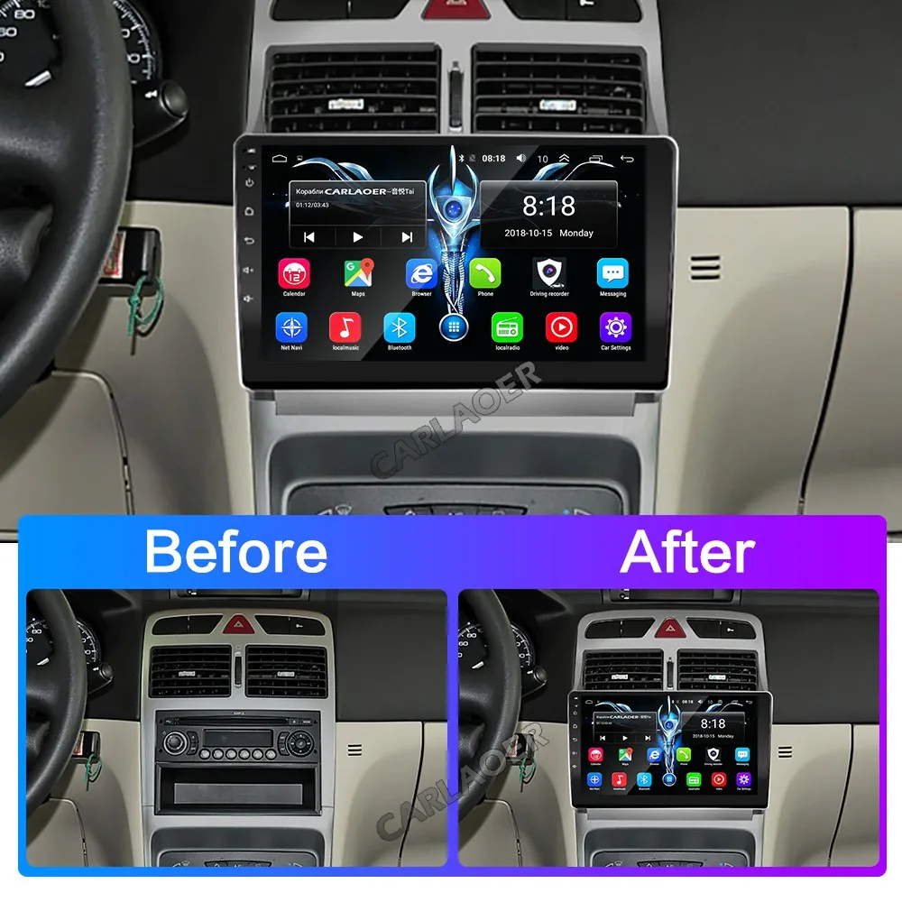 Автомагнитола на Android с Gps навигацией для Peugeot 307 307CC 307SW 2004 2013 мультимедийная