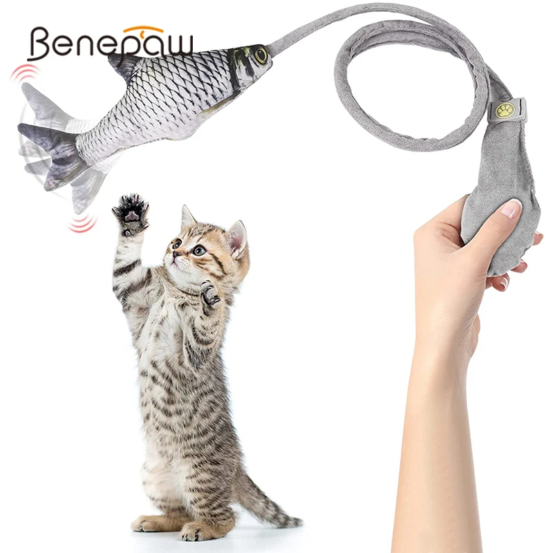 

Benepaw Interactive Cat Toys Floppy Fish Bell Kitten Toys For Indoor Nontoxic Realistic Wiggle Fish Kitties Chew Manual Control