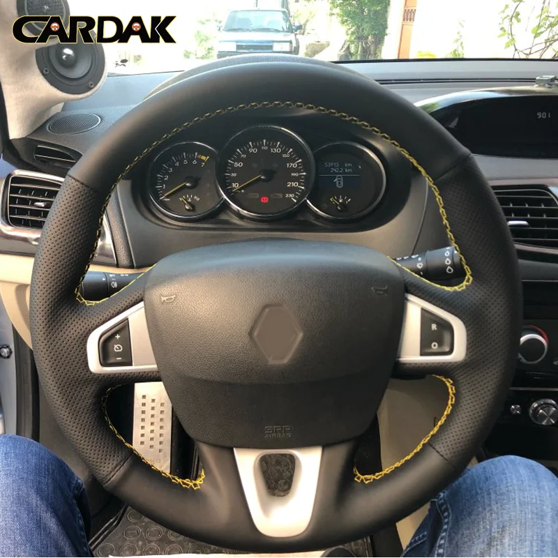 Чехол на руль из черной искусственной кожи для Renault Megane 3 2009 2014 Scenic 2010 2015 Fluence ZE