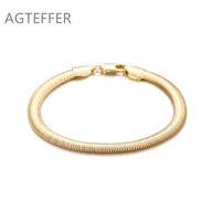 agteffer 925 sterling silver 18k gold 6mm snake bone chain bracelet for women wedding engagement party fashion jewelry