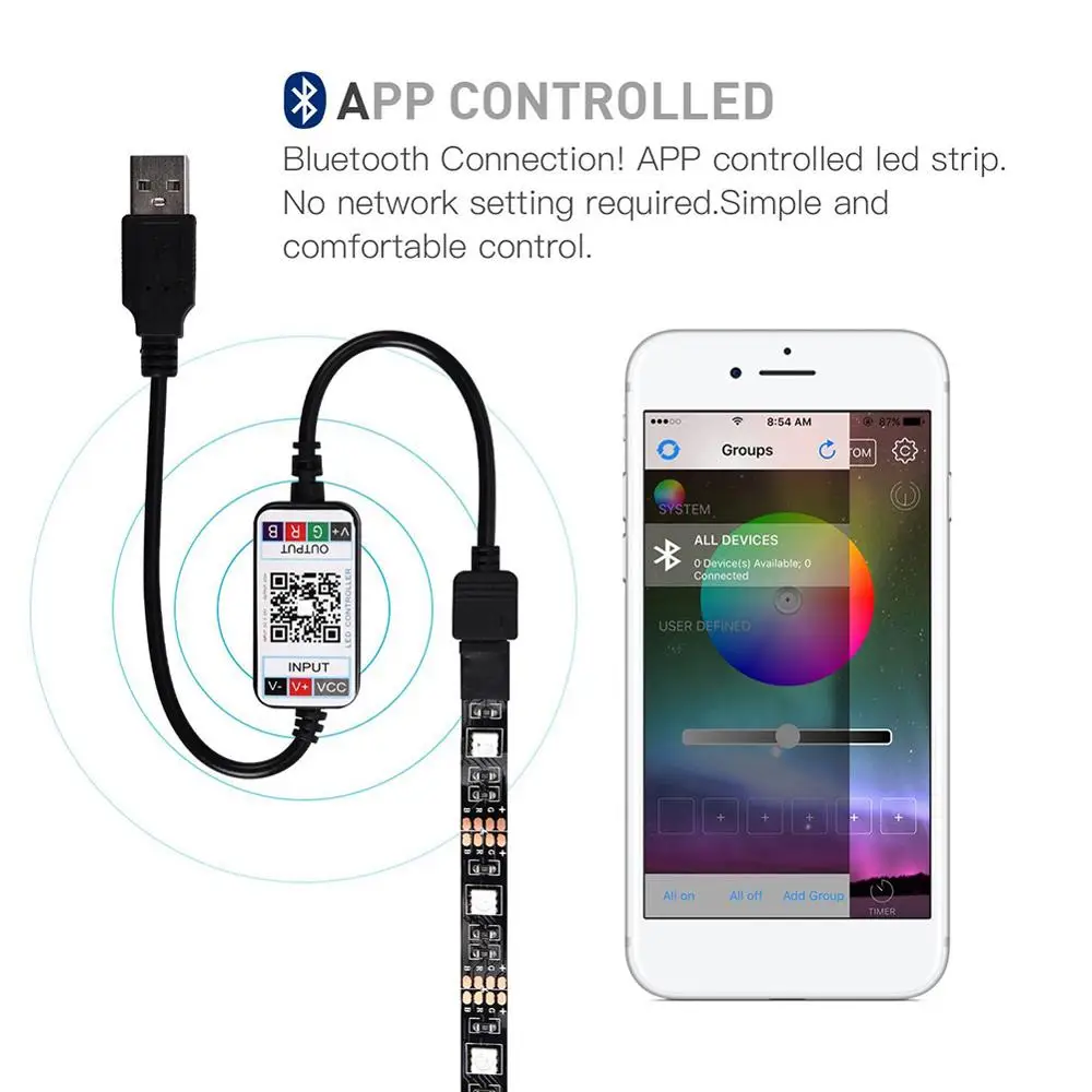 1 м 2 3 4 5 светодиодный ТВ светильник usb адаптер источника питания мощностью в RGB