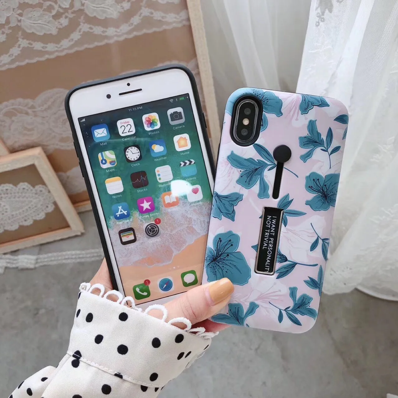 Женский чехол-подставка для телефона с цветком iPhone чехол на айфон 11 Pro Max XR XS 7 8 6 X