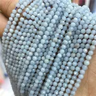 Натуральный голубой ангелайт граненый крошечный маленькие бусины 2 мм 3 мм круглый камень свободные бусины для самостоятельного изготовления ювелирных изделий браслет ожерелье