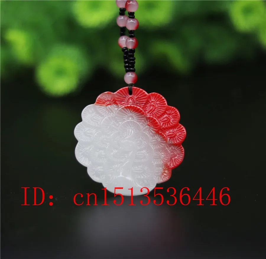 Китайский белый красный нефрит подвеска на ожерелье Павлин Шарм ювелирные