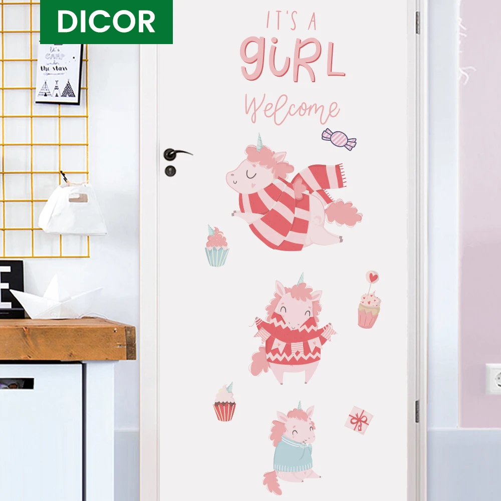 Милые животные наклейка на стену в форме единорога художественная Наклейка