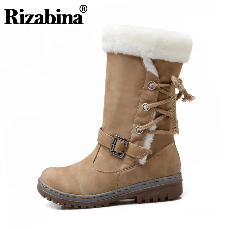 RIZABINA/модные хлопковые ботинки большие размеры 34 46 зимние женские до середины