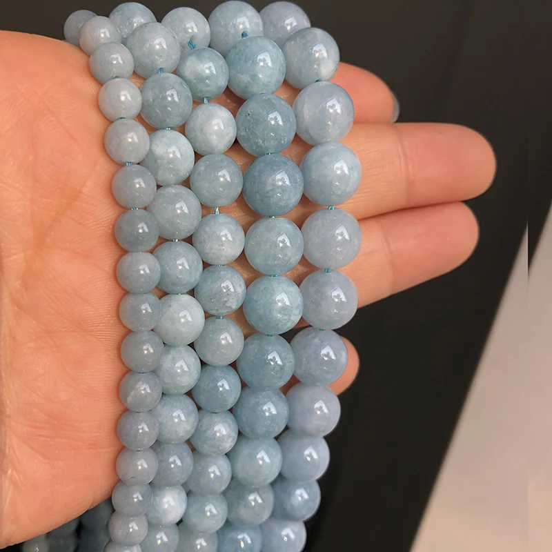 Круглые бусины аквамаринового лепидолита из натурального камня свободные