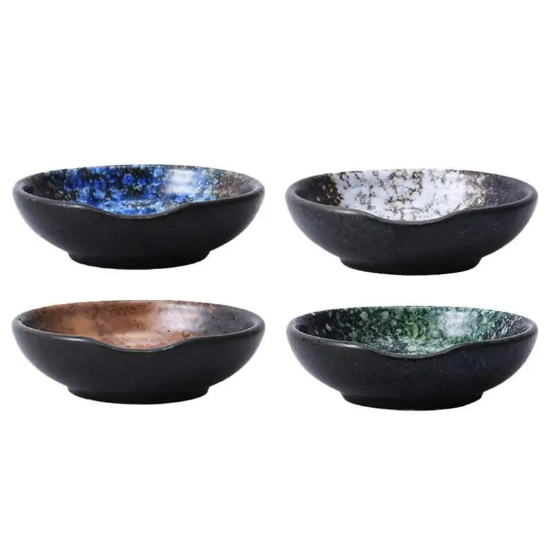 

4pcs Japanese Style Ceramic Dipping Plates Sauce Vinegar Saucer Seasoning Dishes Saucer Seasoning Dishes Japanese Ceramic Dishes