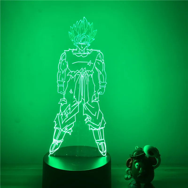 3D светодиодный ночной Светильник Dragon Ball Z Goku Super Saiyan, экшн-фигурка, 7 цветов, сенсорная Оптическая иллюзия, настольная лампа, режим украшения дома