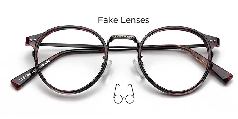 Fake lens 22 TR90 оправа для очков, мужские ретро маленькие круглые очки по рецепту, женские, винтажные оптические оправы для близорукости, очки - Цвет оправы: Fake lens 22