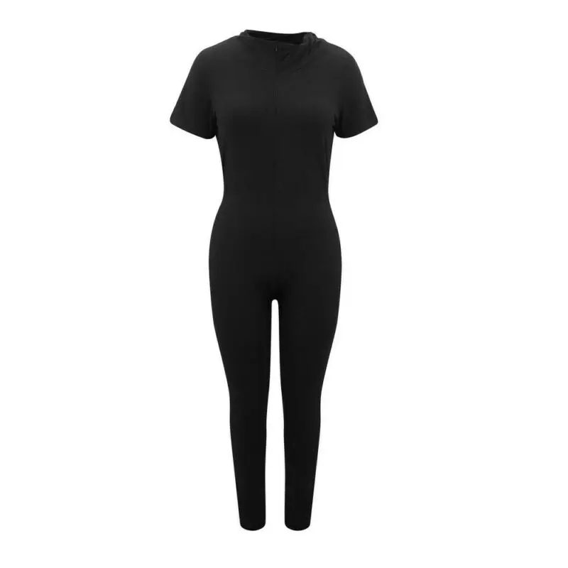 

Womens Short Sleeve Slim Fit Jumpsuit Loungewear Solid Casual Clubwear Romper