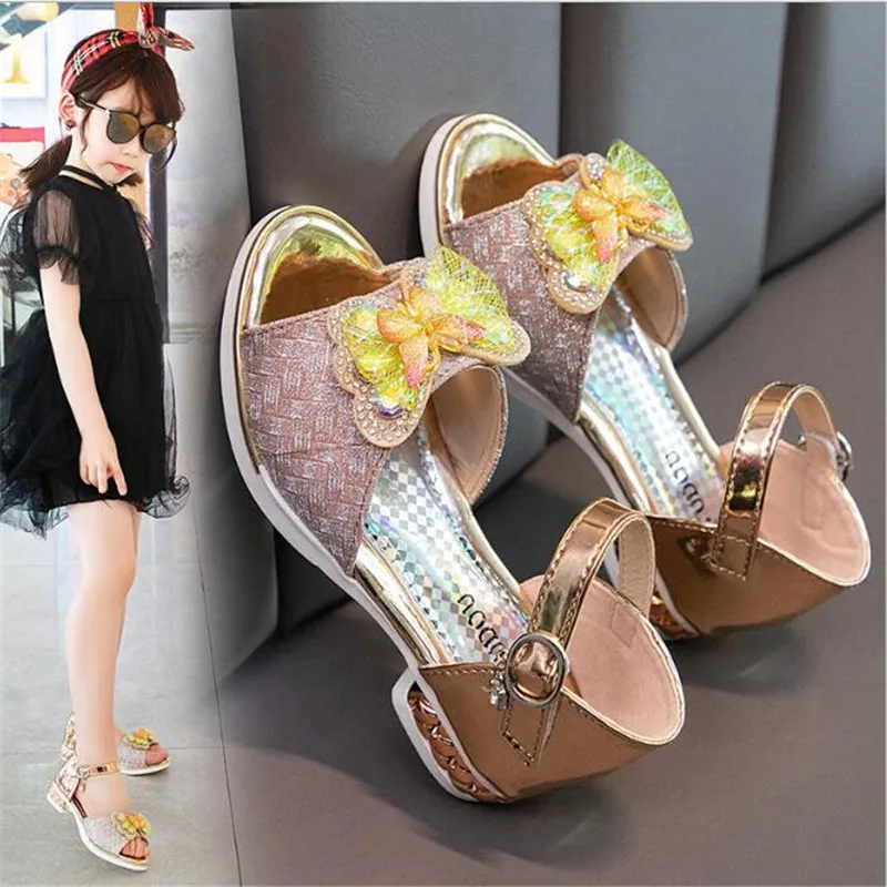 Босоножки с бантом для девочек туфли принцессы на мягкой нескользящей подошве