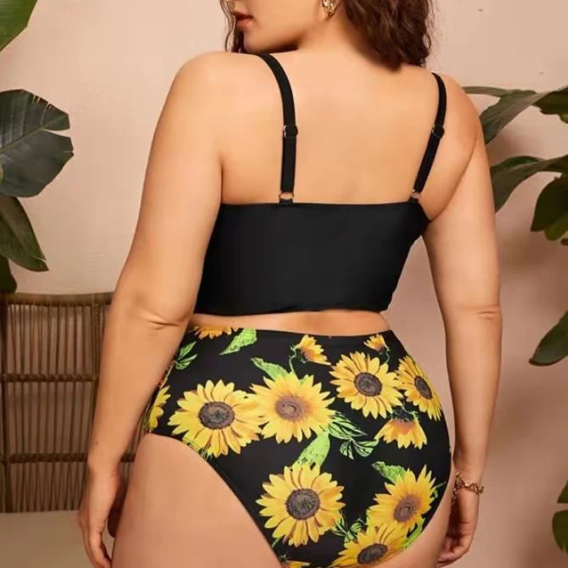 

Bikini Set 2021 New Biquini Plus Size 6XL 8XL Swimwear Women Flower Print Swimsuit Bathing Swimming Suit Bikinis