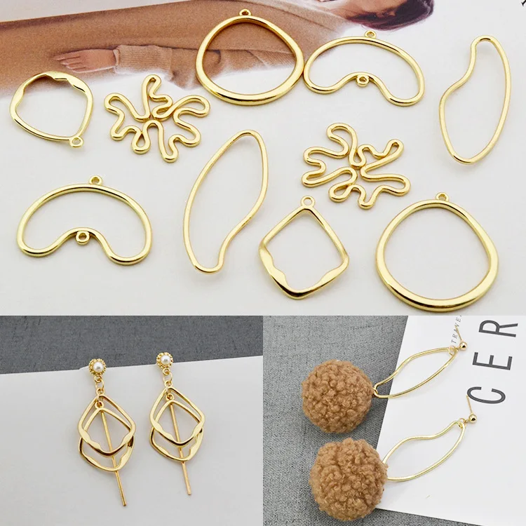 

10pcs Geometric Gold Color Alloy Decoration Pendant Connectors Designs Handmade Charm Accessories DIY Earrings Jewelry Making