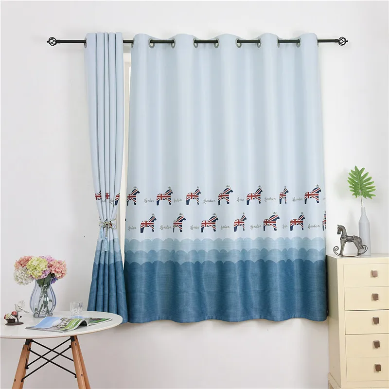 GY2827 деревянные короткие занавески с принтом лошадей Gyrohome 1 шт. для гостиной