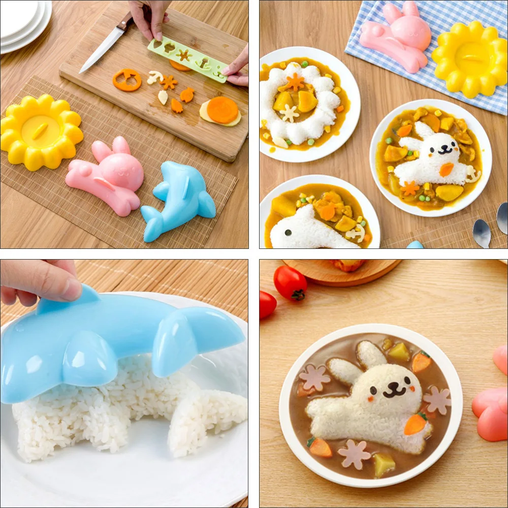 

8Pcs Home Kitchen DIY Rice Moulds DIY Supplement Makers (Assorted Color)