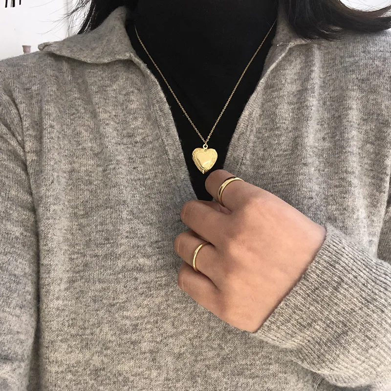 Amaiyllis 18K золотое женское ожерелье с сердцем фоторамка на память Романтическая