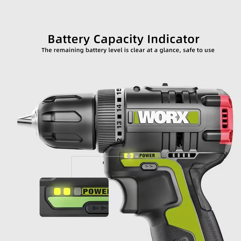 Дрель аккумуляторная Worx WU130 бесщеточная Электрическая 12 В 1800 об/мин 30 нм литиевая