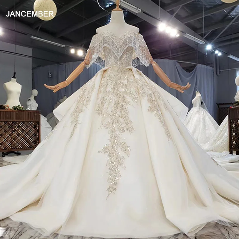 HTL1653 свадебное платье с большими кисточками и бусинами на груди в дворцовом стиле