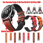 Ремешок кожаный для наручных часов Garmin Fenix 5X 5 5X Plus 3 3HR 6 6X 6X Pro