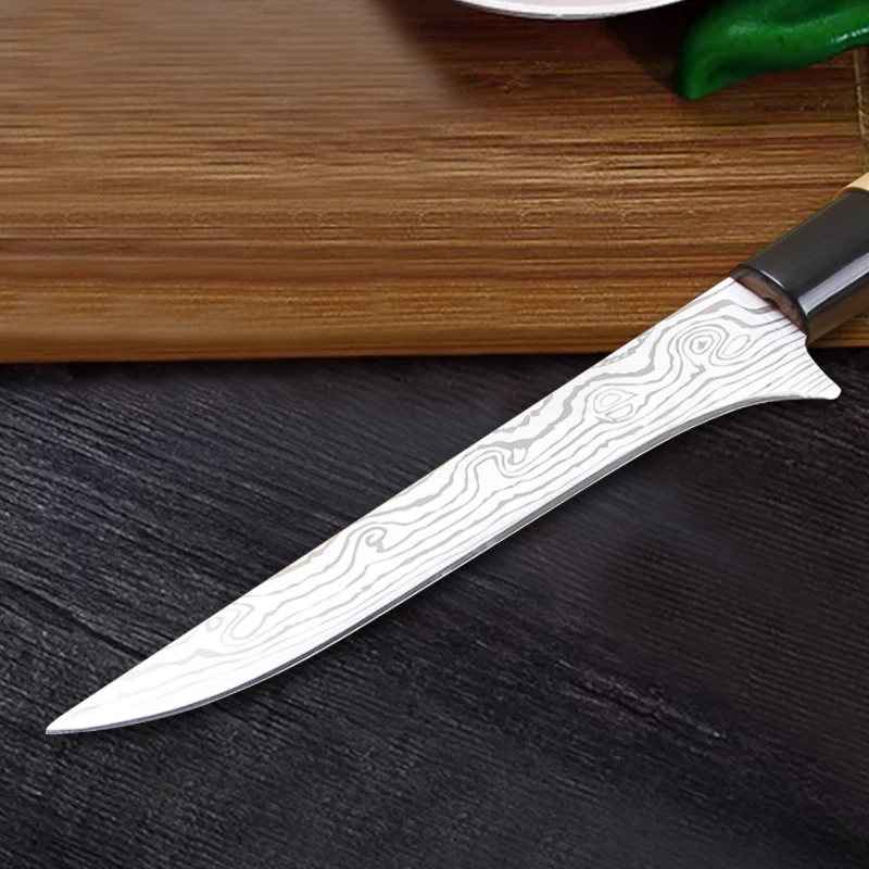 

Boning Knife Sharp Kitchen Cooking Knife with Finger Guard and Knife Sharpener German High Carbon Stainless Steel Chef Knife