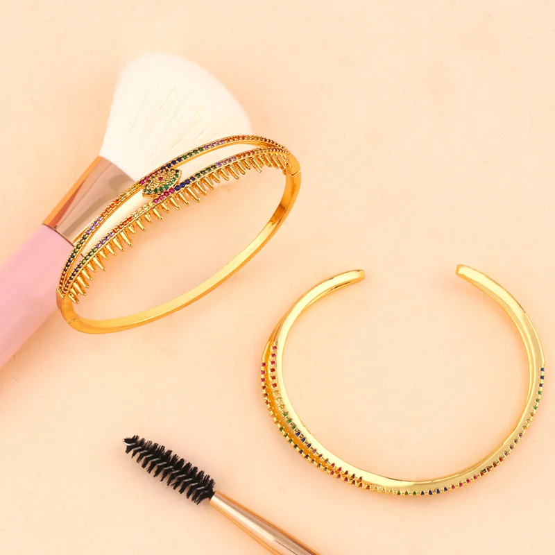 Женский браслет радужной расцветки OCESRIO Браслет манжета из 24 каратного золота со