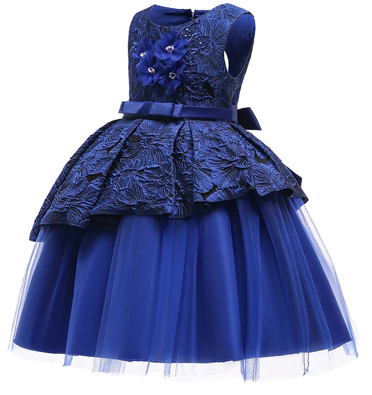 Formal Backless Dress Elegant Kids Dresses For Girls Clothing Layered Wedding Girl Dress Gown Wedding Party Princess Dress