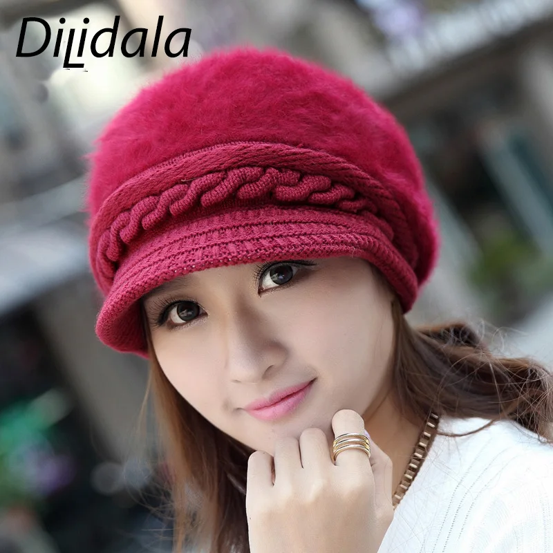 Dilidala женский берет Осень-зима женские вязаные шапки плюс бархат корейский