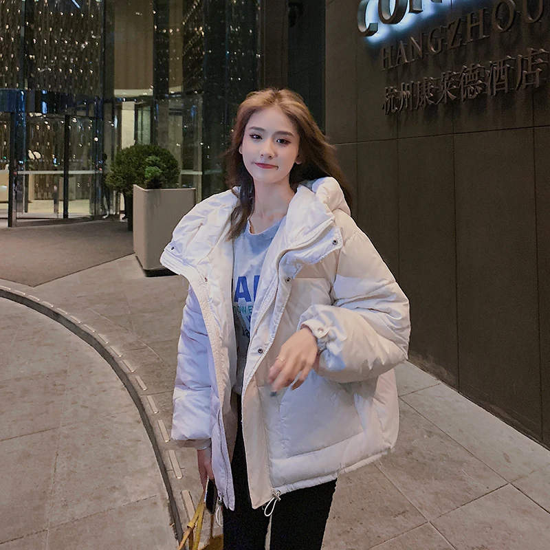 

Make new winter wind down jacket female little chic short web celebrity college with thick loose cotton