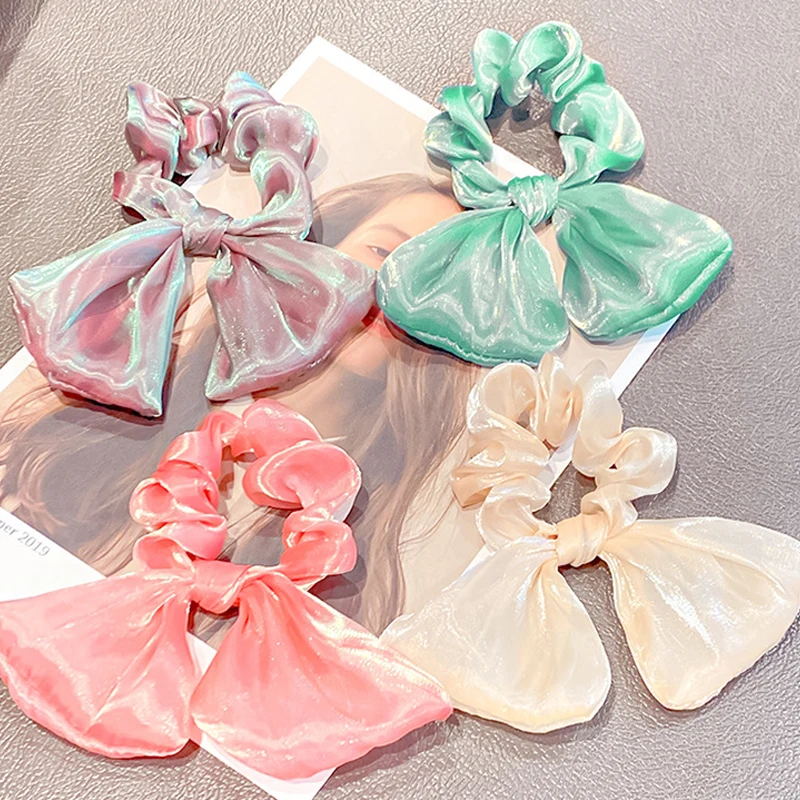 

2021 New Bowknot Elastic Hair Bands For Women Girls Solid Color Scrunchies Headband Hair Ties Ponytail Holder Hair Accessories