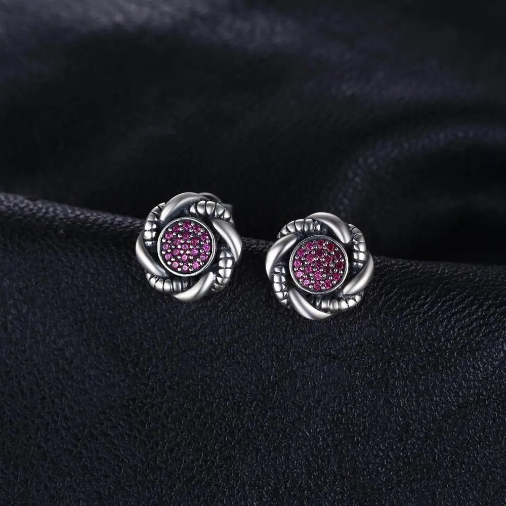 Jewelrypalace Винтаж 0.4ct круглый создан красный рубин проложить Серьги-гвоздики 925 Серебряная свадьба Красивые ювелирные изделия Новое поступление года