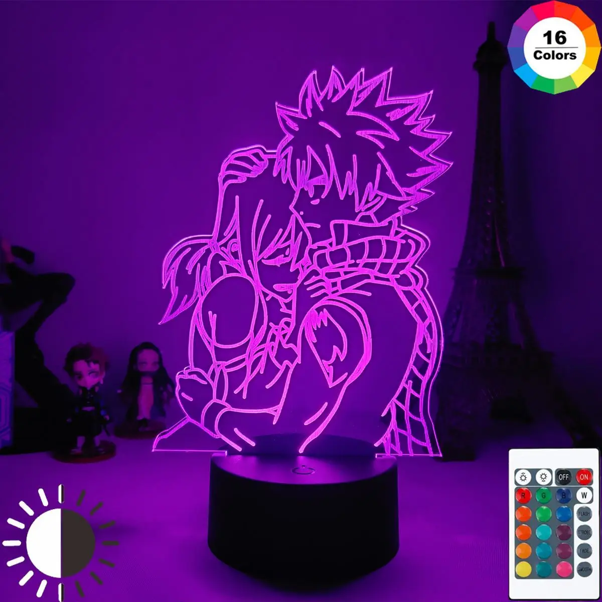 

Anime Fairy Tail Natsu Dragneel and Erza Scarlet Hug Night Light Touch Sensor Nightlight for Child Room Decor Table Led 3d Lamp