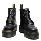 Женские ботинки 2021, зимняя обувь из натуральной кожи, черные ботинки на танкетке, женские модные мотоциклетные ботинки на платформе со шнуровкой для женщин