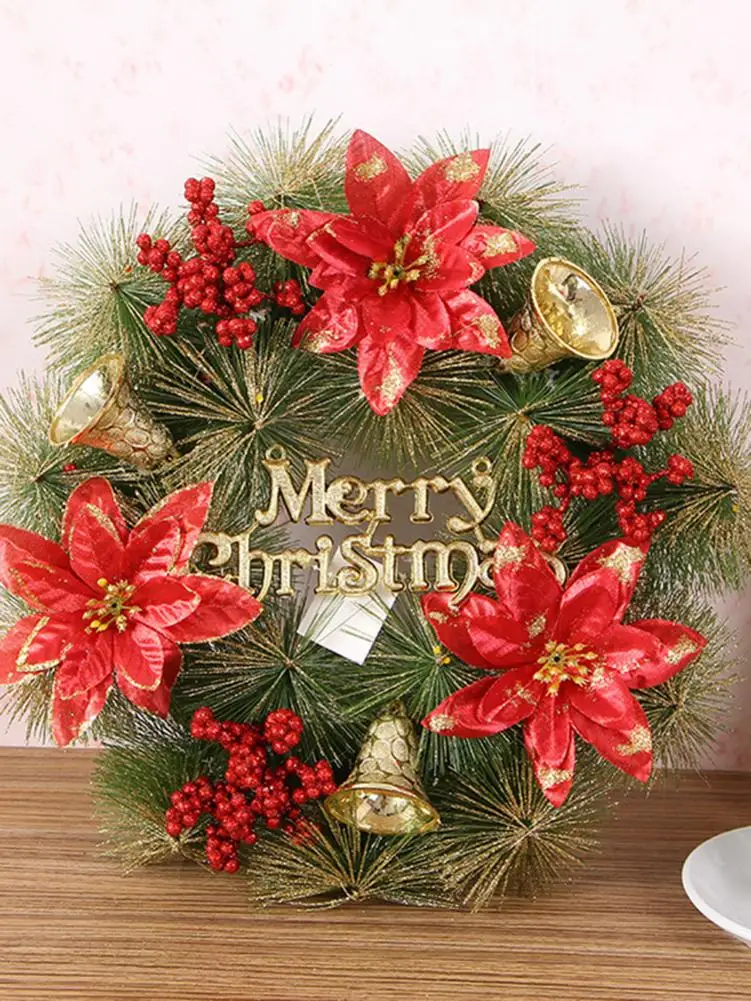 Рождественский венок с светодиодный свет гирлянды искусственные завод ротанга