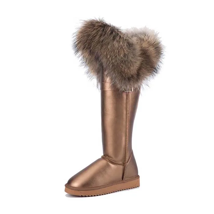 ; модные высокие зимние сапоги; botas mujer; женская зимняя обувь из натуральной кожи с натуральным лисьим мехом;