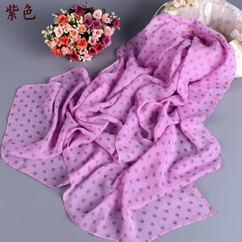 Шарф женский шифоновый в горошек накидка стиле Харадзюку 2019 |