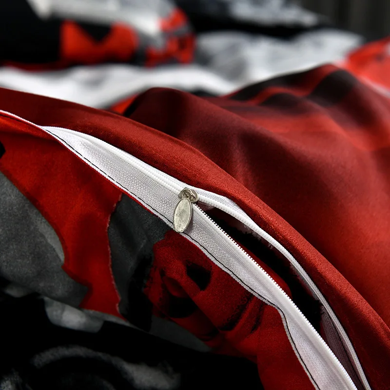 

Rose four-piece rose three-piece 3D rose three-piece red rose bedding