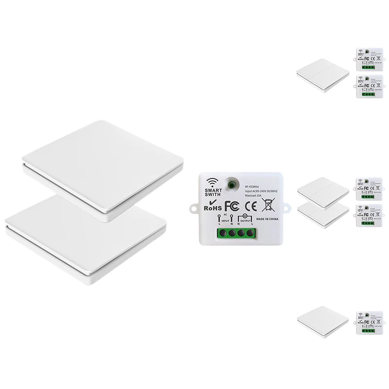 

10A Wireless Contact Switch Light+433MHZ Wireless Electrical Home Remote Control Compatible for Google and Alexa Home